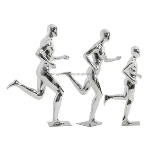 Chrome bạc chạy thể thao mannequin cơ bắp màu đen nam/Nữ/trẻ em toàn thân mannequin magasin