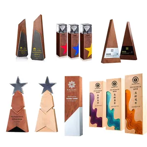 Groothandel Oem Houten Plaques Award Ster Trofee Ontwerp Houten Trofee