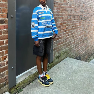 Camiseta Polo bordada personalizada para hombre de alta calidad de gran tamaño de manga larga a rayas con capucha <span class=keywords><strong>Big</strong></span> <span class=keywords><strong>Pony</strong></span> Design Camisa Masculina Gola - Product Image 2