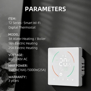 Thermostat de sol intelligent pour hôtel, <span class=keywords><strong>appartement</strong></span>, bureau 3A 16A 25A, commande vocale Alexa Google Home, contrôle de la température Wifi - Product Image 3