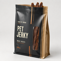 Sachet personnalisé à fond plat avec fermeture éclair pour friandises pour chiens, viande séchée et emballage alimentaire pour animaux de compagnie sous marque privée