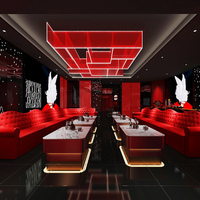 Canapé d'angle en cuir en forme de L ou en forme de U, prix d'usine, pour bar, hall d'entrée, ensemble de canapés de salon, meubles de club nocturne avec éclairage LED
