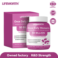 LIFEWORTH Capsules de prébiotiques 50 milliards d'UFC Fabricants de probiotiques pour la santé digestive vaginale immunitaire des femmes adultes