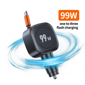 Chargeur de voiture rétractable 3 en 1 pour iPhone 99W USB-C, câble rétractable rapide de type C, accessoires pour voiture et camion - Product Image 1
