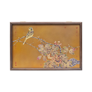 Pannello Idraulico Zen Crabapple in Ottone con Coperchio Ribaltabile <span class=keywords><strong>per</strong></span> Scatola Elettrica, Decorazione Murale in Stile Cinese Antico con Cornice in Legno Massello - Product Image 1