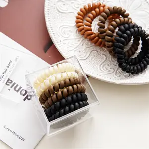 Hot Selling Hoge Elastische Rubberen Band Vrouwen Haar Binding Touw Eenvoudige Duurzaam Frosted Telefoon Wire Hair Ties Haaraccessoires