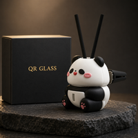 Diffuseur de parfum pour voiture en forme de panda écologique, flacon en verre vide rechargeable pour huiles essentielles