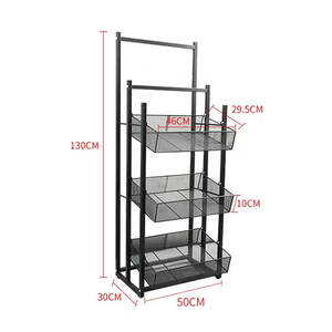 Étagère de rangement pour vêtements empilable à trois niveaux en plastique durable avec cadre en fonte et roulettes, design moderne, 50x30x130cm - Product Image 4