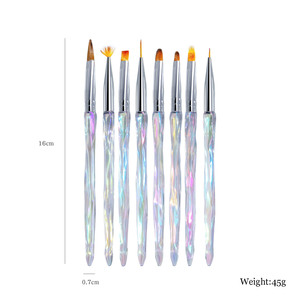 Kit de pinceaux dégradés pour nail art, 8 pièces, outils en plastique pour la luminothérapie et la photothérapie, pour estomper les couleurs des ongles - Product Image 5