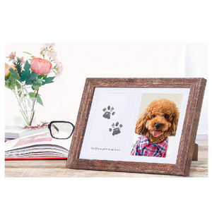 Cadre photo en bois brun pour animaux de compagnie avec kit d'empreintes de pattes pour chien et chat, pour affichage commémoratif - Product Image 4