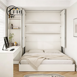 <span class=keywords><strong>Lit</strong></span> <span class=keywords><strong>mural</strong></span> vertical minimaliste personnalisable avec <span class=keywords><strong>bureau</strong></span> intégré et rangement pour bureaux à domicile et chambres - Product Image 4