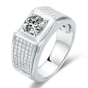 공장 가격 패션 약혼 반지 남자 반지 925 스털링 실버 moissanite 다이아몬드 반지 - Product Image 2