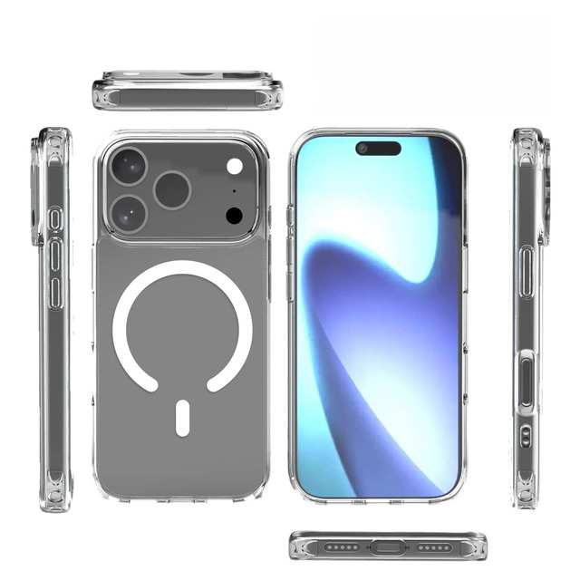 TPU+PC Transparent Case for iPhone 17 16 15 Series Magnetic Wireless Charging Compatible Cover for iPhone 17 Pro Max 17 Pro