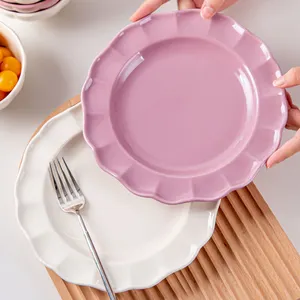 ceramic dinner plates dinnerware set dishes luxury vietnam ceramic dinnerware nordic floral flower shape white pink porcelain