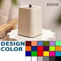 MONR Poubelle tactile durable en PP écologique, type induction, pour maison et bureau, avec couvercle en bois, poignée en caoutchouc, forme carrée, DIY