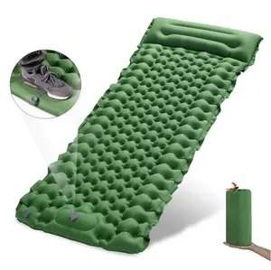 Matelas gonflable pour le camping avec pompe à pied intégrée, coussin de couchage compact ultraléger pour le camping