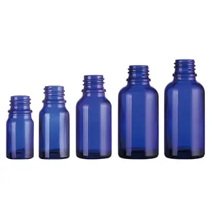 5/10/15/20/30/50/100ml flacon compte-gouttes en verre d'huile essentielle bleu cobalt pour fabricant d'emballages cosmétiques