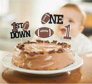 Adornos para Cupcakes de Primer Cumpleaños con Temática de Fútbol Americano, Decoraciones para Cupcakes para Baby Shower de Niños - Product Image 1