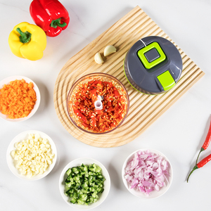 2-in-1 keuken multifunctionele handmatige knoflook- en uienhakker met trekkoord, handmatige voedselverwerker, groentehakker - Product Image 6