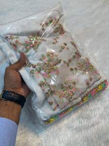 ผ้าส่าหรีผ้าไหมแฟนซีผ้าส่าหรีสำหรับโอกาสพิเศษส่าหรีงานแต่งงานดีไซน์ใหม่ล่าสุด - Product Image 4