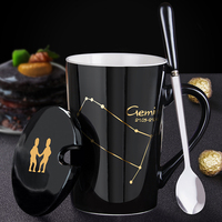 Mug à café en céramique créatif avec motif de constellation du zodiaque, tasse à thé en porcelaine éco-poreuse, haute capacité thermique, coffret cadeau d'anniversaire 380 ml