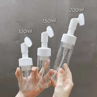 Bouteille en PET de 120 ml avec pompe à mousse et bouchon avec brosse pour nettoyant visage, pot transparent non rechargeable pour cosmétiques