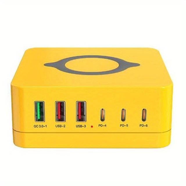 140W USB C Gan Charger Block 6-Port USB C Fast Charging Station PD 3.0 Laptop Charging Hub for IPhone16 MacBook for Galaxy iPad