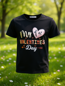 T-shirt da donna Myst con stampa leopardata e glitter a cuore, a maniche corte, girocollo, casual, per primavera/estate, vestibilità regolare, in jersey 100% cotone - Product Image 2