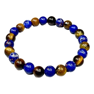 Unisex Multi-Color <span class=keywords><strong>Tiger</strong></span> <span class=keywords><strong>Eye</strong></span> Pedra frisada pulseira moda geométrica ágata jóias para homens e mulheres para aniversários - Product Image 5