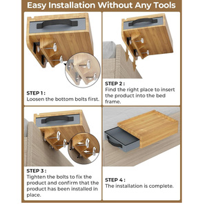 <b>Bamboo</b> Sofa Side <b>Table</b> With Cup Holder Pen Tray And Usb Slots For Bedside Use - Product Image 4