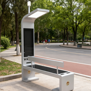 Muebles Multifuncionales para Exteriores, Asientos Urbanos Inteligentes, <span class=keywords><strong>Banco</strong></span> con Pantalla Publicitaria, Iluminación LED con Energía Solar y Cargador - Product Image 2