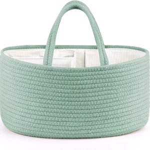 Cesta <span class=keywords><strong>de</strong></span> almacenamiento portátil <span class=keywords><strong>de</strong></span> cuerda <span class=keywords><strong>de</strong></span> algodón simple, cesta <span class=keywords><strong>de</strong></span> almacenamiento con compartimento para suministros maternos e infantiles - Product Image 3