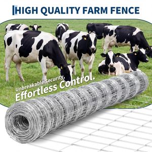 GarveeLife Cattle Fence 5Ft X 164Ft 12 Gauge Galvanized Woven <b>Wire</b> <b>Mesh</b> Hinge Knot Livestock Fencing For Cattle Goat Sheep - Product Image 2