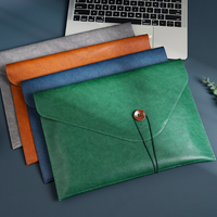 Carpeta de Archivos Tipo Sobre, de Cuero PU, Portadocumentos A4, Organizador con Botón, Bolsa de Almacenamiento de Archivos para Negocios