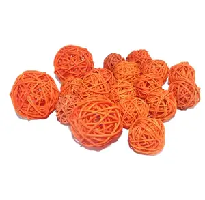 Decorative Rattan Balls Orange,18 PCS 1.6-2.4 Inch,Wicker Rattan Balls,Bowl Vase Filler for Table Centerpiece,Home Decor,Gifts