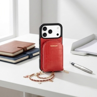 Porte-cartes magnétique en cuir microfibre personnalisé en usine, porte-cartes zippé, support de charge sans fil, compatible avec iPhone