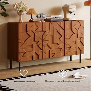 Buffet vintage en bois massif mobile, <span class=keywords><strong>meuble</strong></span> décoratif d'entrée de salon, rangement multifonctionnel, 3 étagères, <span class=keywords><strong>niche</strong></span> médiévale - Product Image 1