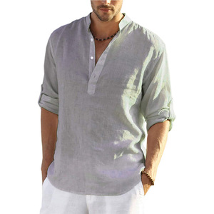 <span class=keywords><strong>Camicia</strong></span> a maniche lunghe da <span class=keywords><strong>uomo</strong></span> 200gsm in <span class=keywords><strong>lino</strong></span> <span class=keywords><strong>100</strong></span>% Oem t-Shirt con logo personalizzato <span class=keywords><strong>camicia</strong></span> con colletto Casual bianco all'ingrosso - Product Image 4