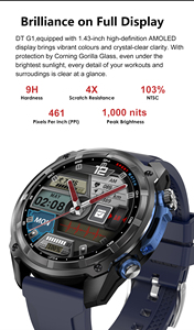 Orologio GPS DTG1 di Grado Militare Resistente all'Acqua 5ATM Cardiofrequenzimetro Navigazione con Mappe Topografiche Offline Fitness Anziani Silicone - Product Image 4