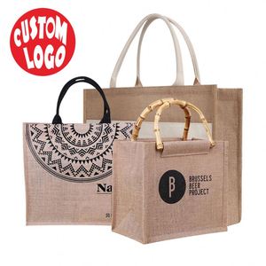 Sac en jute imperméable de haute qualité Vente en gros Sacs fourre-tout lavables personnalisés pour le marché français Sac en jute Fourre-tout - Product Image 1