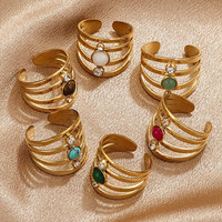 Bagues réglables de style bohème rétro Gaovo, plaquées or 18 carats haut de gamme, résistantes au ternissement, en acier inoxydable pour femmes