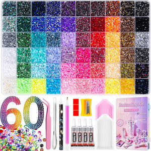 ชุดเรซิ่นเจลลี่ตกแต่งเล็บขนาดใหญ่ 24 28 40 48 60 สี คริสตัลผสมแบบหลังแบน ไม่ต้องใช้ความร้อน DIY สำหรับตกแต่งเล็บแบบ 3 มิติ - Product Image 1