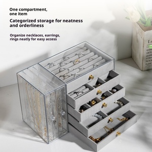 Luxury Acrylic Transparent Rectangular Solid Pattern High Quality Earring <b>Box</b> 5 Drawers Hanging Jewelry Stand Necklace Earrings - Product Image 5