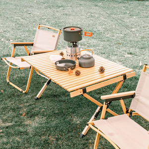 Mesa de camping de madera de pino Mingchan, mesa de rollo de huevo portátil plegable para exteriores, mesas plegables de Picnic para acampar - Product Image 3