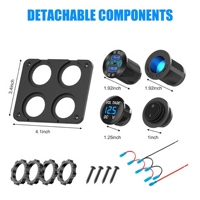 Panel de Montaje para RV con Toma de Corriente USB de 12V, Panel de Interruptores Marino Impermeable de 12V con Puerto USB PD, Voltímetro LED y Encendedor de Cigarrillos