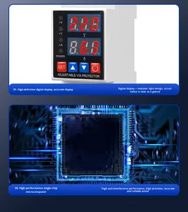 Stabilizer Output AC yang Dapat Disesuaikan, Pemasangan di Rel DIN, Pelindung Tegangan dengan Proteksi Arus Lebih dan Arus Kurang, Terbuat dari Tembaga - Product Image 5