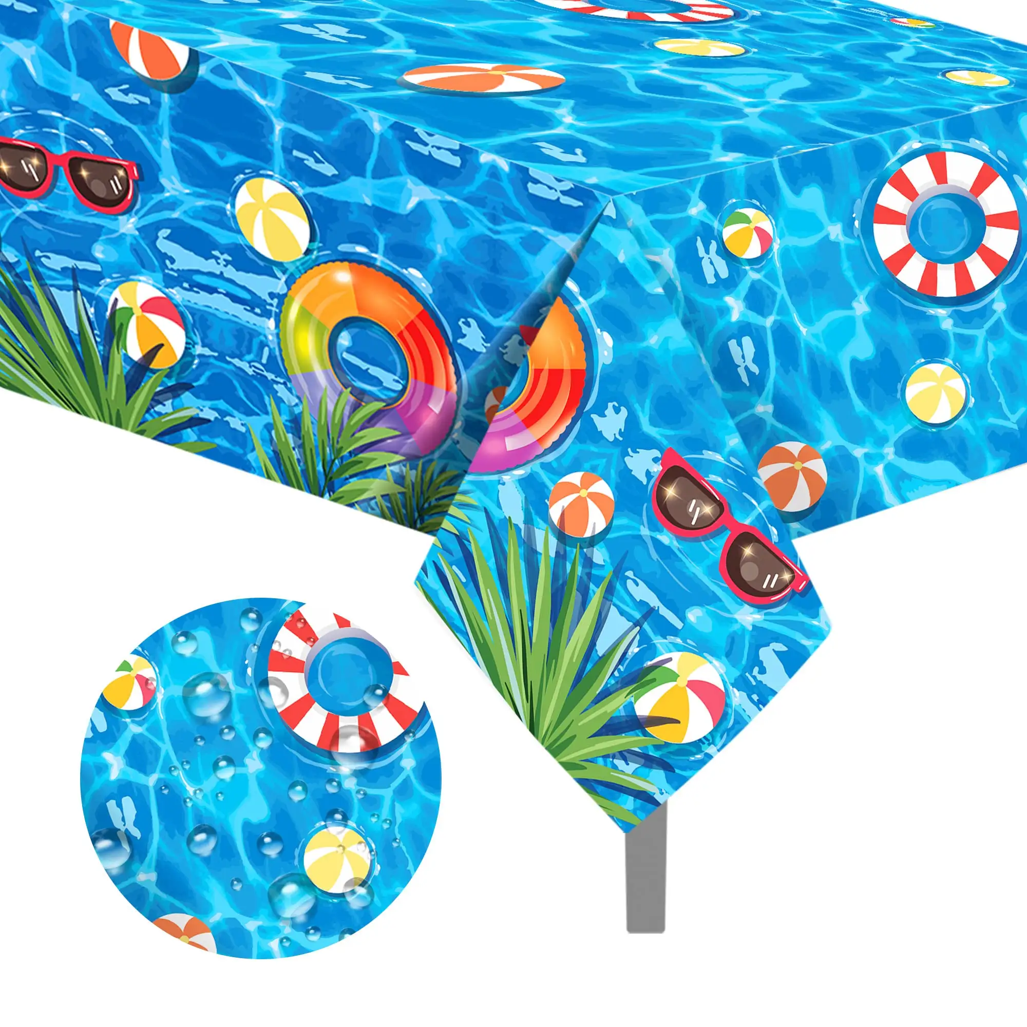 Taplak meja pesta kolam renang, taplak meja plastik sekali pakai pesta Hawaii untuk pesta ulang tahun