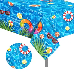 Toalha de mesa havaiana descartável para festa em piscina, toalha de mesa de plástico para aniversário