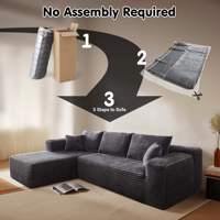 Direkter Rohstoff Wasch bar L-förmig Schnitt Schwarz Plüsch Cord Wohnzimmer Couch Sofa Sets Von Materialien zu Produkten