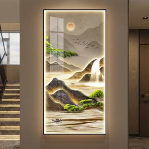 Pintura de Paisaje Dorada de Lujo, Decoración de Pared LED 3D Personalizada, Decoración para Sala de Estar y Comedor, Arte en Cristal y Porcelana - Product Image 6